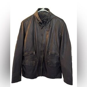 Men's Banana Republic Leather Jacket, Moto Buckle, Black, Size M